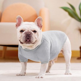 Idepet Dog Fleece Sweater, Small Dogs Shirt Pullover Sweatshirt Pet Dog Clothes Soft Puppy Sweater Warm Winter Shirt Classic Cat Apparel for Small Dogs and Cats (Medium, Grey)