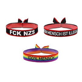 3er Pack FCK NZS Kein Mensch ist illegal 100% Mensch Armband Festival B√§ndchen