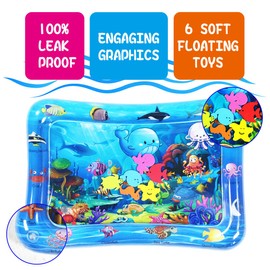 Infinno Water Mat Baby Water Play Mats for Floor, Inflatable Activity Mat for Infants and Toddlers 3 to 36 Months Promote Development Toy (Blue Sea World)