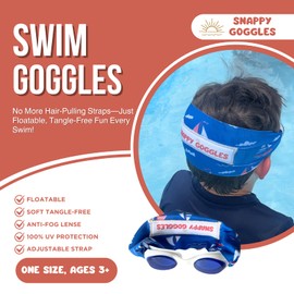 Snappy Goggles Kids Swim Goggles – Floatable, Tangle-Free Strap, Anti-Fog Lenses – Comfortable Fit for Ages 3+ - BLUE LENSE (Sail With Me)