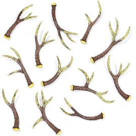 Fun Express - Decoración de mesa de resina de cuernos de ciervo, paquete de 12 unidades, decoración realista de cuernos de imitación para fiesta de Navidad del bosque | Centros de mesa de boda rústica