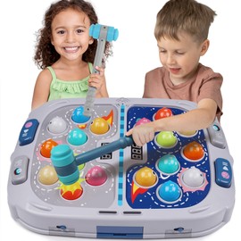 Whack Game Mole,Toys for 3+ Year Old,Birthday Gifts for 3 4 5 6 Year old Boys,Boys Toys Age 3,Toddler Gifts,2 Player Game Toy,Larger 11*15in Whack Toy with 5 Modes,9 Speeds,54 Levels and Light&Sounds