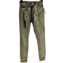 Vanilla Star Women GREEN Belted w Tie Belted Skinny Ankle Jeans Junior Size 0