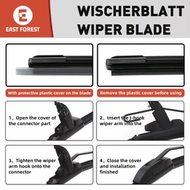 East Forest Front Windshield Wiper Blades Pair 24"+18" All Season For Kia Sportage 2011-2016