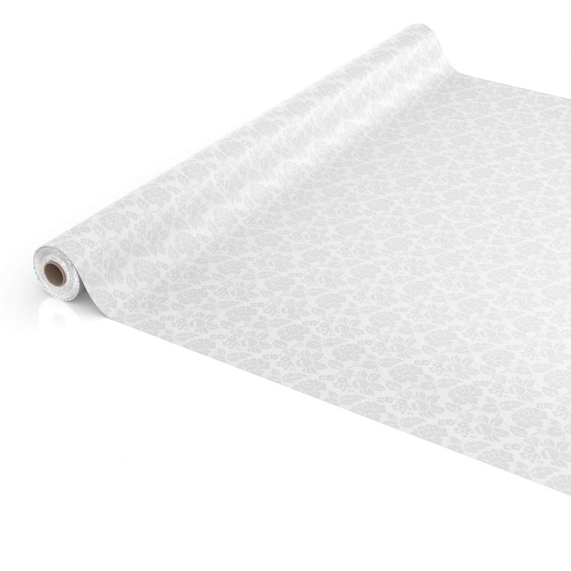 ANRO Oilcloth Tablecloth Oilcloth Washable Tablecloth Flowers Plain White Relief
