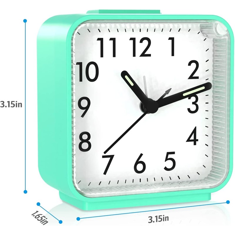 AMIR Analog Alarm Clock, Silent Non Ticking Small Clock, Travel