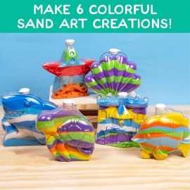 Made By Me Underwater Sand Art Kit 6 Fun Shaped Bottles 8 Vibrant Sand Colors