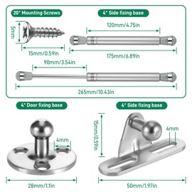 JIZZU 4Pcs 200N Gas Struts for Heavy lid Gas Hinges, 200KG Gas Piston for Doors, Soft Close Gas Pressure Spring Lift Support for Cupboards Toy Box Stay Down Stay Bar Kitchen Cabinet