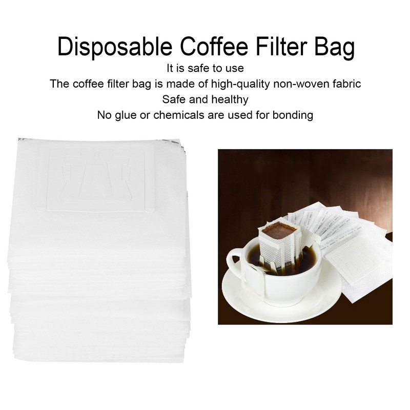 50pcs Disposable Hanging Ear Drip Coffee Filter Bag Portable Coffee