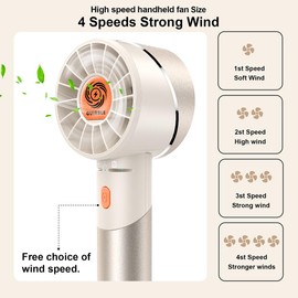 Guirble Handheld Fan,Portable Turbo Fan,Powerful Personal Fan(7000rpm High-Speed Motor,Battery Work 3-16 H),USB Rechargeable Mini Handheld Fan for Travel/Outdoor/Gift/Makeup (Beige)