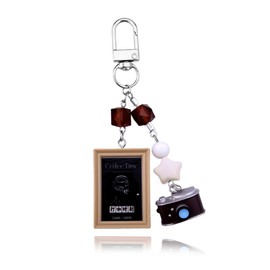 3D Camera Coffe Time Keychain for Girls Women Backpack Bag Accessories Charms for Handbag Vintage Camera Charm Keychain Keyring Y2K Accessories Keychains for Purse Backpacks