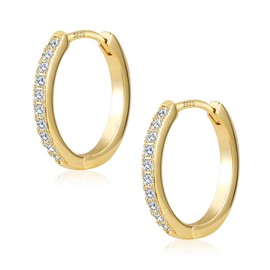 ALEXCRAFT Diamond Gold Hoop Earrings for Women Small Cubic Zirconia Huggie Earrings 925 Sterling Silver Post
