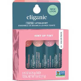 Cliganic Set de Bálsamos Labiales con Color en Coral, Rosa, Nude y Rojo  Con vitamina E, cera de abeja y aceite de oliva deja un tono sutil que se... 