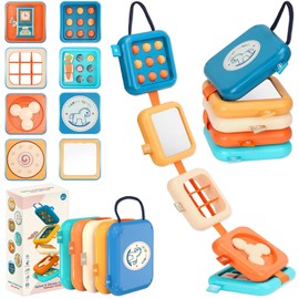 mobumeia Montessori Toy from 1 Year, Motor Skills Cube, Busy Board from 1 Year, Activity on the Plane Toddler, Sensory Toy Baby, Gift for Toddlers, Promotes Motor Skills and Cognition