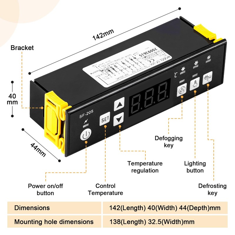 Consfly Electronic Temperature Controller Digital Thermostat, SF-205 Refrigerator Temperature Controller