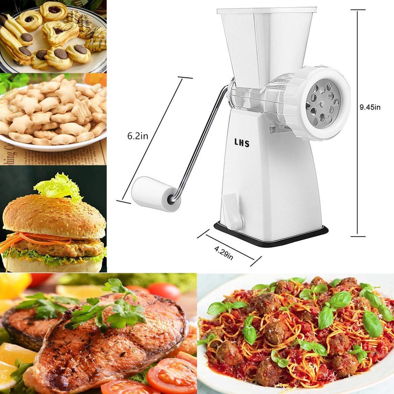 LHS Manual Meat Grinder with Stainless Steel Blades Heavy Duty