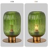 Soutas Green Glass Table Lamp, Mid Century Modern Table Lamp