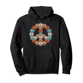 Peace Sign Hippie Flower Groovy 60s 70s Party Outfit Retro Pullover Hoodie