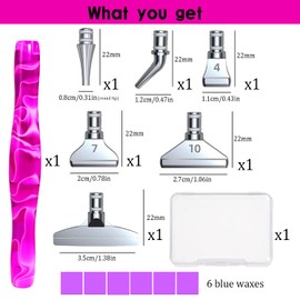 Diamond Painting Art Club Sticky Drill Dot Pen Stylus Kits Set Accessories Tool with Silver Metal Stainless Steel Tip Nib Grid Multiplacers and Clay Glue for Diamond Painting Nail Gem Art Purple