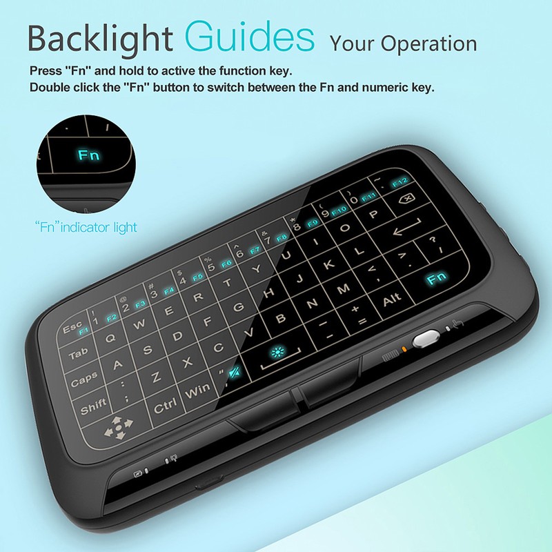 H18+ 2.4GHz Wireless Keyboard Full Touchpad Backlight Keyboard with Large