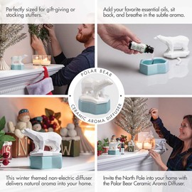 Ellia, Polar Bear Porcelain Aroma Diffuser, Holiday Décor for Essential Oils