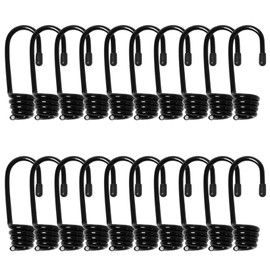 20PCS Plastic Coated Bungee Cord Hooks Spiral Shock Cord Hook Wire Bungee Hooks End for Elastic Rope Strapping Tap Camping Tarps Covers Boating Outdoor (Without Bungee Cords)
