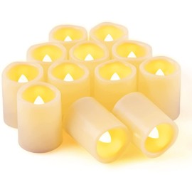 CANDLE IDEA 1.5" x 2" Flameless LED Votive Candles 12 Pack, Battery Powered Flickering Electric Outdoor Flameless Tea Lights, Fake Tealight Candle Bulk for Christmas, Thanksgiving Centerpieces Decor