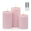 Pink Flameless Candles with Remote and Timer, Real Wax LED