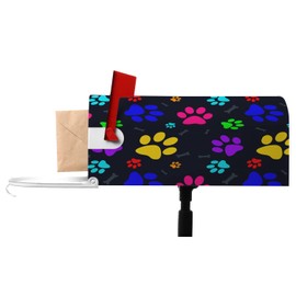 Numland Colorful Dog Paws Magnetic Anti-UV 100% Polyester Standard Size 21x18 in Oxford Garden,Postbox Letterbox Cover