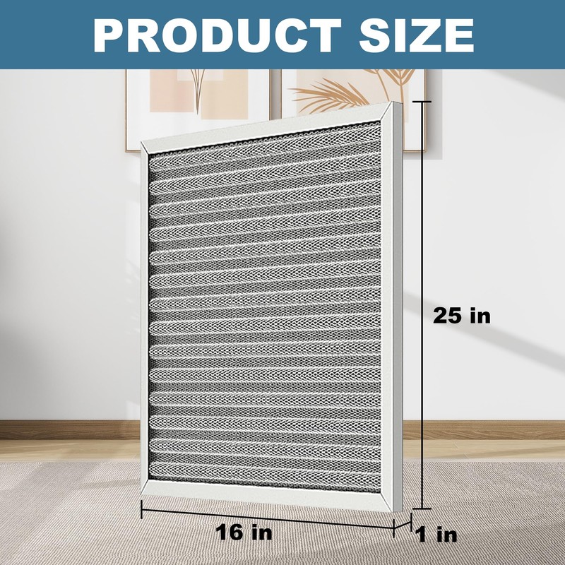 DENGESON 16x25x1 Reusable Air Filter - Washable Filter, MERV 8,Permanent,