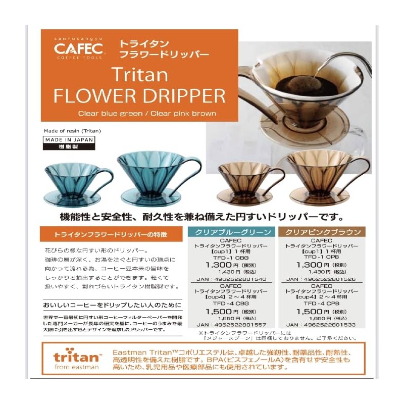 CAFEC Tritan Flower Dripper Tritan Resin Cup1 (1 Cup) Made