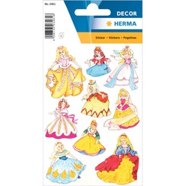 HERMA 3461 Aufkleber Prinzessin klein groß, 27 Stück, Mädchen Sticker mit Princess Motiv, Kinder Etiketten für Fotoalbum Tagebuch Poesiealbum Scrapbooking Geburtstag Deko Briefe DIY Basteln