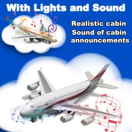 Crelloci Airplane Toys Bump and Go Airlines Die Cast Metal Model Plane Toy with Lights and Sounds, 3D Anatomy View, Blue Aircraft for Kids Toddler Boys 3-12 Years Old Gift White