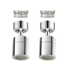 2 Pcs Faucet Aerator, 360° Swivel Kitchen Sink Faucet Aerator, Big Angle Twist, Dual-function 2-Flow Sprayer Faucet Head, Sink Sprayer Attachement, Faucet Replacement Part 55/64'', Chrome