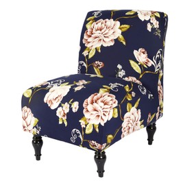 Jusmate Armless Accent Chair Cover Slipcover, Stretch Chair Slipper Super Fit Armless Chair Furniture Protector Cover Slipcover for Living Room Hotel (Flower Navy)
