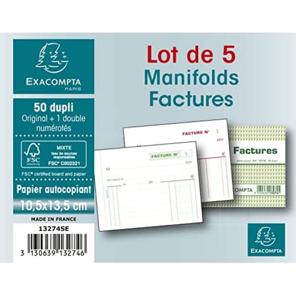 Exacompta - Ref. 13274SE - Lot of 5 FACTURES manifolds