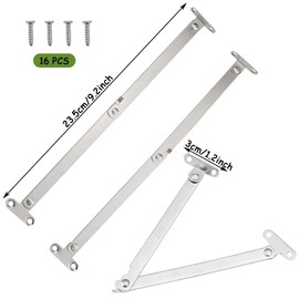 4 PCS Stainless Steel Lid Stay Support Hinge,with Screws Drop Down Hinges Self Closing Hinges Piano Hinge, Cabinet Cupboard Doors Close Lift Up Stay 180 Degree Hinge for Heavy Duty Lid