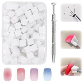 KATIMI Pack of 200 Nail Art Sponge with Metal Gripper Sponge Nail Brush Nail Design Accessories Sponge Brush Nail Art Sponge Brush to Create a Variety of Gradient Nail Art Patterns