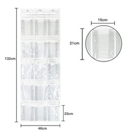 AIMALL Wall Hanging Storage Bag 15 Transparent Pockets Waterproof Door Organizer 18 x 52 Inch for Accessories Storage Dorm Living Room Home Decor