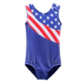BAOHULU Leotardos de gimnasia para niñas pequeñas, diseño patriótico brillante, rojo y azul, Stars, 9-10 Años