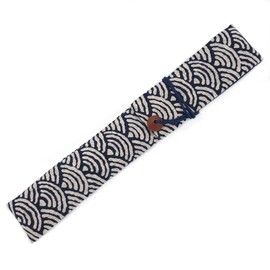 手作り工房FUJITA 扇子入れ 青海波文様×紺 お箸袋にも! 扇子ケース 扇子袋 お箸袋 お箸入れ 和小物 和風小物 和雑貨 和柄