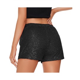 Zando Sequin Shorts for Women Black Sequin Shorts High Waisted Sequin Shorts Party Sparkle Shorts Trendy Glitter Shorts 80s 90s Outfits Sparkly Short Pants Music Festival Clothing Women Black XX-Large