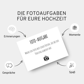 Wedding Photo Game - Creative Wedding Game for Memorable Moments with 100 Cards, Includes Instructions for Set Up, Sustainably Produced and in a Modern, Simple Design for Bride and Groom and Guests