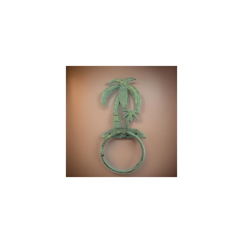Decorative Cast Iron Towel Ring - Palm Tree Towel Holder