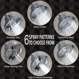 Cabezal de Regadera Con Masaje Y Vapor – Alta Presión, Multifunción, Soporte de Pared, Ajustable Cabezal de Regadera - Cromo