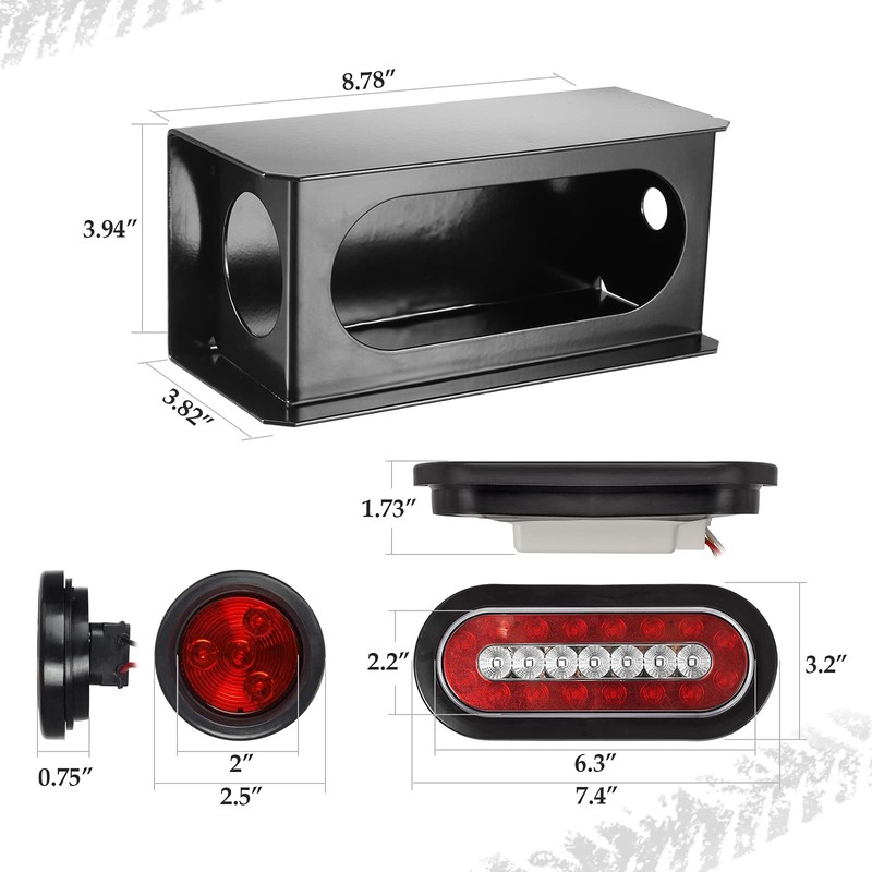 Partsam 2Pcs Steel Trailer Light Boxes Housing Kit, 6" Oval