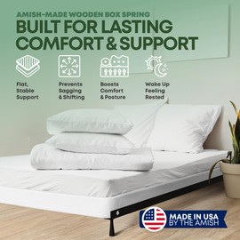 Greaton, Unassembled Full Bed Inch Wood Box Spring Only – Amish Made in USA – Quiet Noise-Free Replacement Mattress Packed Flat, Easy Assembly (White), 4.5" Foundation