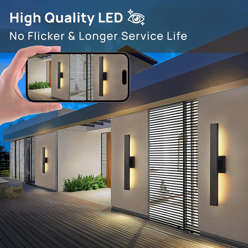 JOKAONOTL Upgraded 23.6in Black Long Modern LED Outdoor Wall Lights