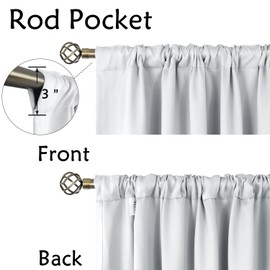 BGment White Cafe Curtains 36 Inch Length for Half Windows - 34 x 36 inch Curtains Rod Pocket and Back Tab Thermal Insulated Room Darkening Short Curtains for Kitchen, 2 Window Panels，Greyish White