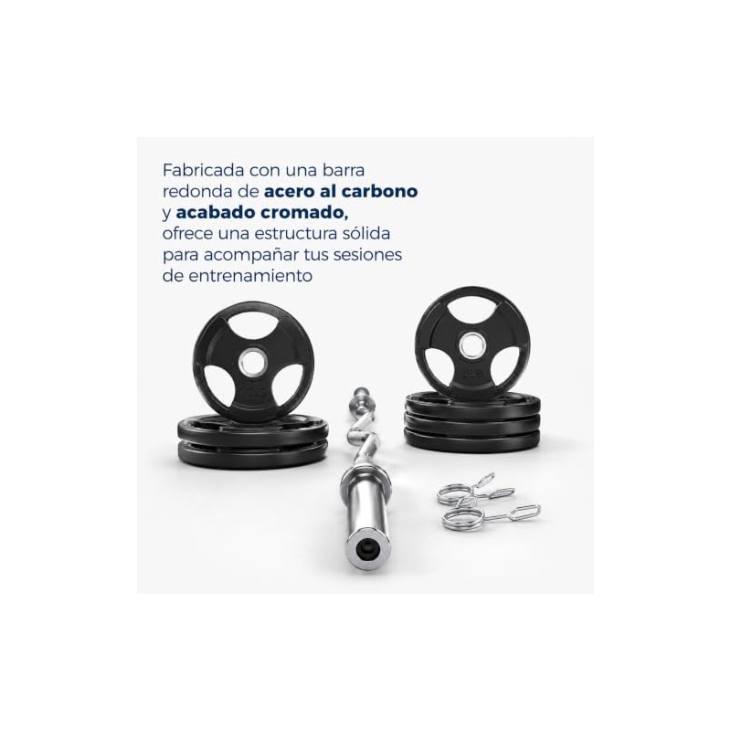 Bluelander Barra Z Olímpica 1.2 m con Collarines, Barra para